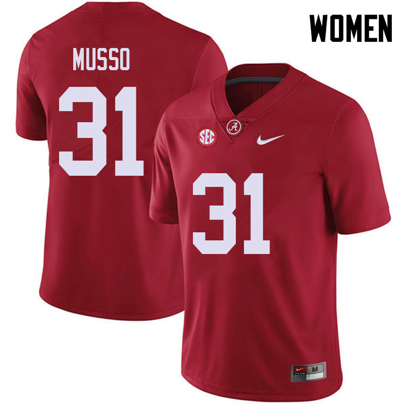 Women #31 Bryce Musso Alabama Crimson Tide College Football Jerseys Sale-Red